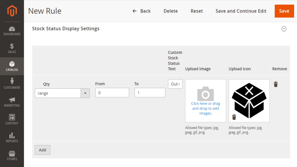 Rule Management | Custom Stock Status for Magento 2