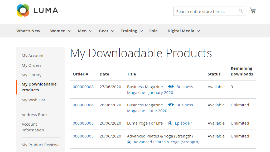 My Downloadable Products | Digital Media for Magento 2