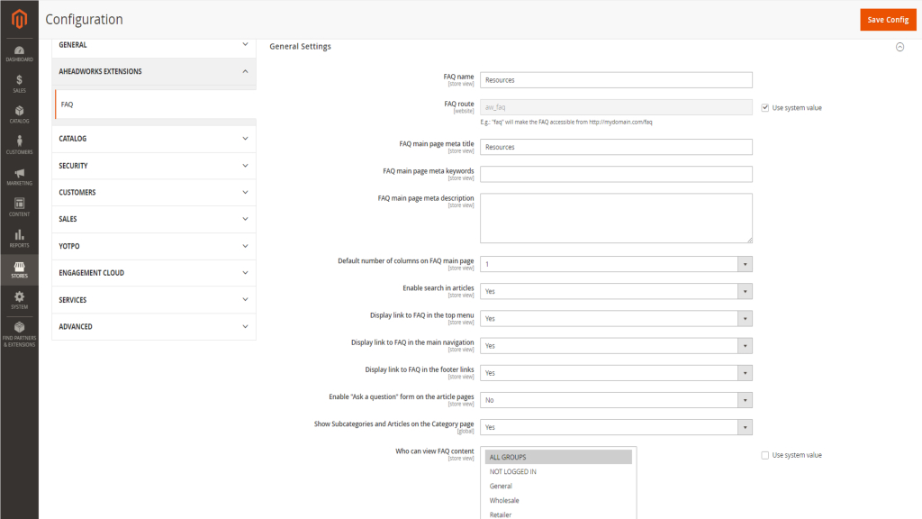 General settings | FAQ for Magento 2