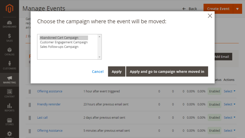 Manage Events&nbsp;| Follow Up Email for Magento 2