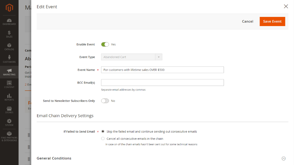 Manage Events&nbsp; | Follow Up Email for Magento 2