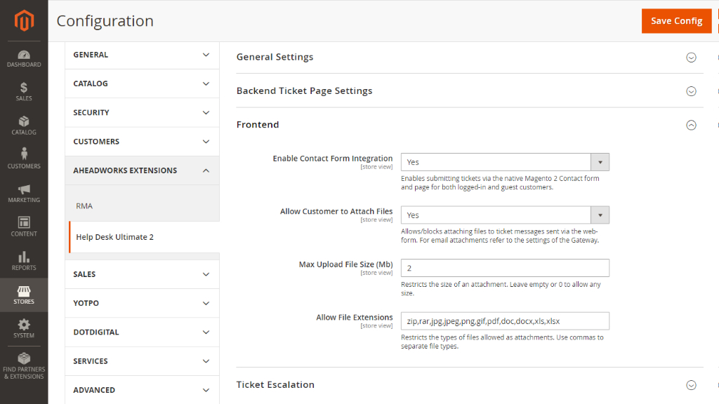 Frontend Settings | Help Desk Ultimate for Magento 2