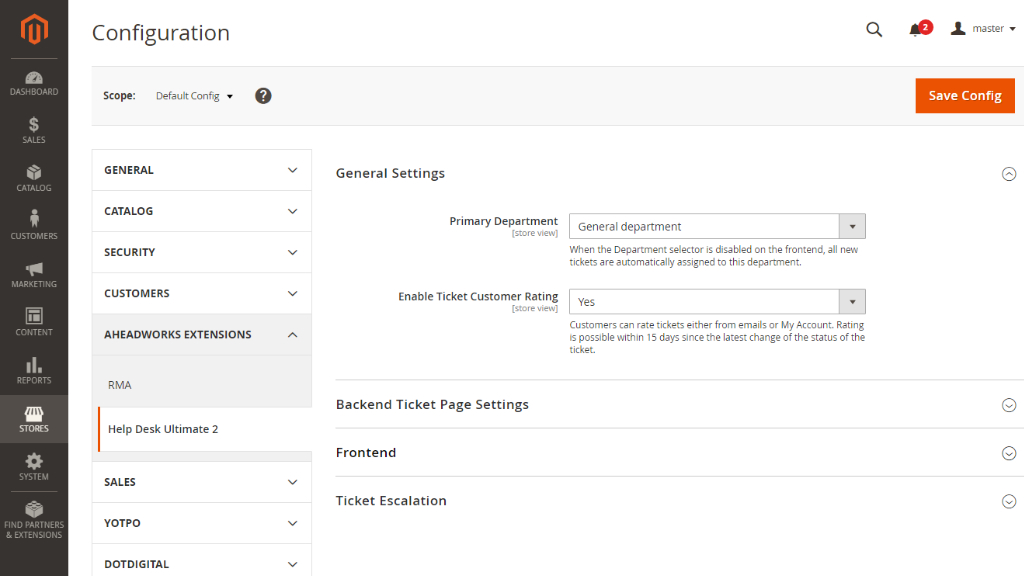 General Settings | Help Desk Ultimate for Magento 2
