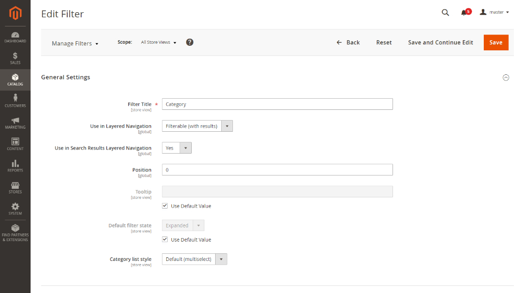 Manage Filters Grid | Layered Navigation for Magento 2