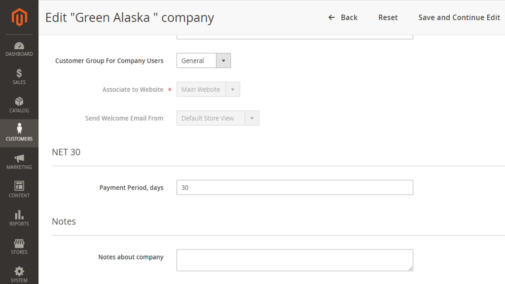 Company Accounts Integration | NET.30 for Magento 2