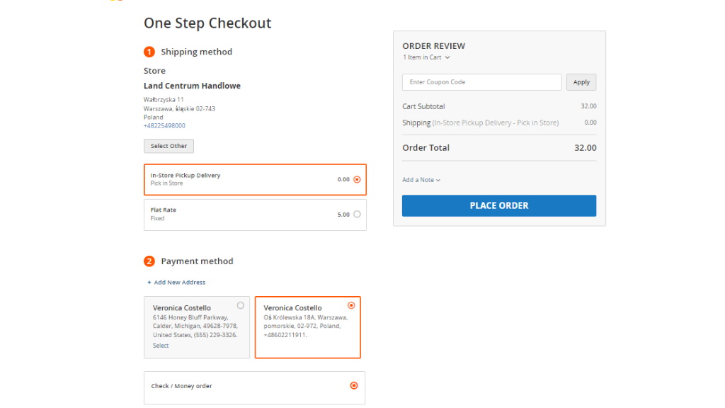 In-store delivery | Smart One Step Checkout for Magento 2