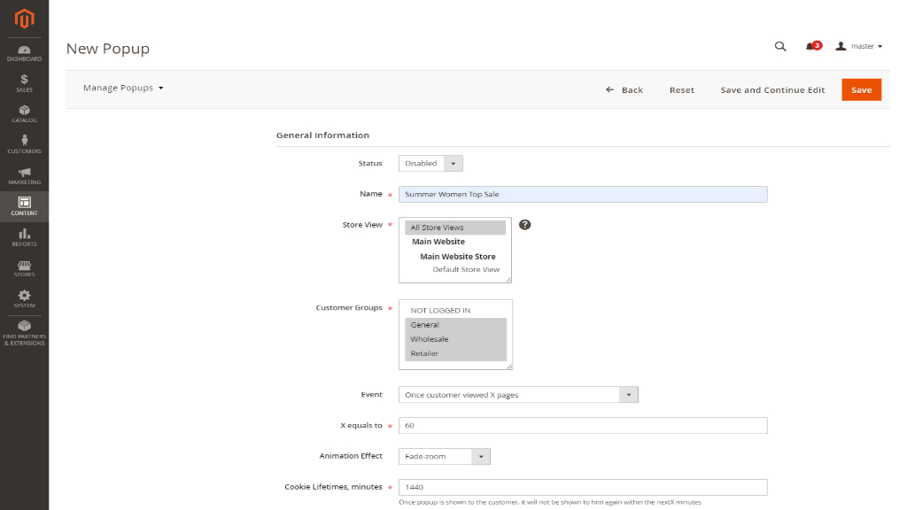Manage popups | Popup Pro for Magento 2