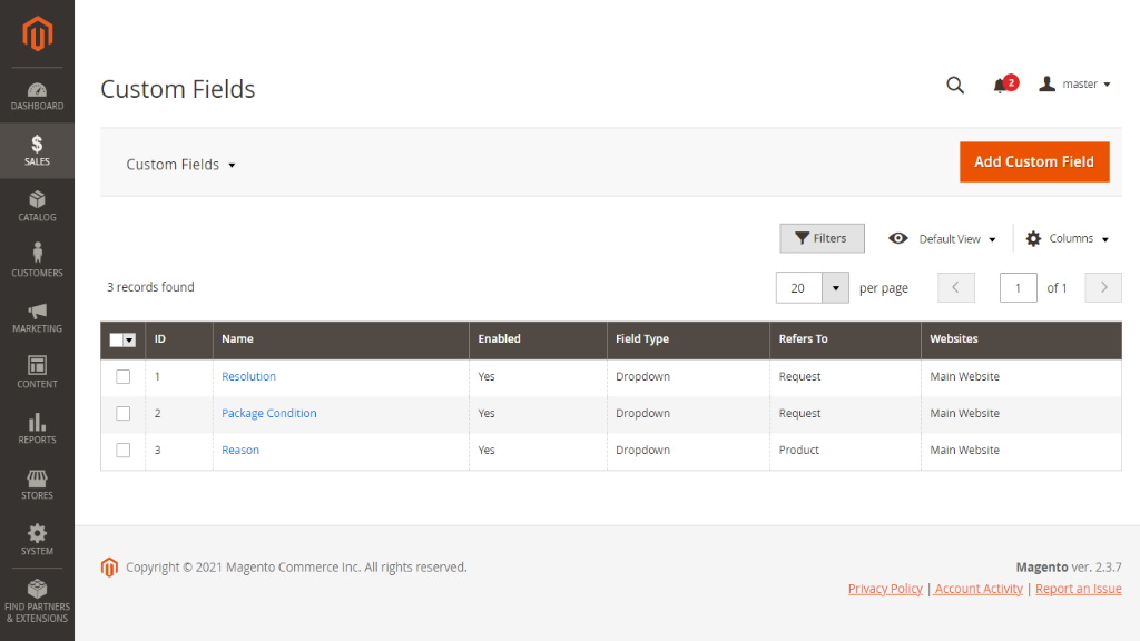 Custom Fields | RMA for Magento 2