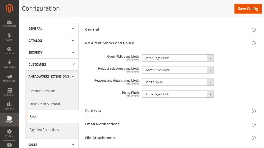 RMA text block and policy | RMA for Magento 2
