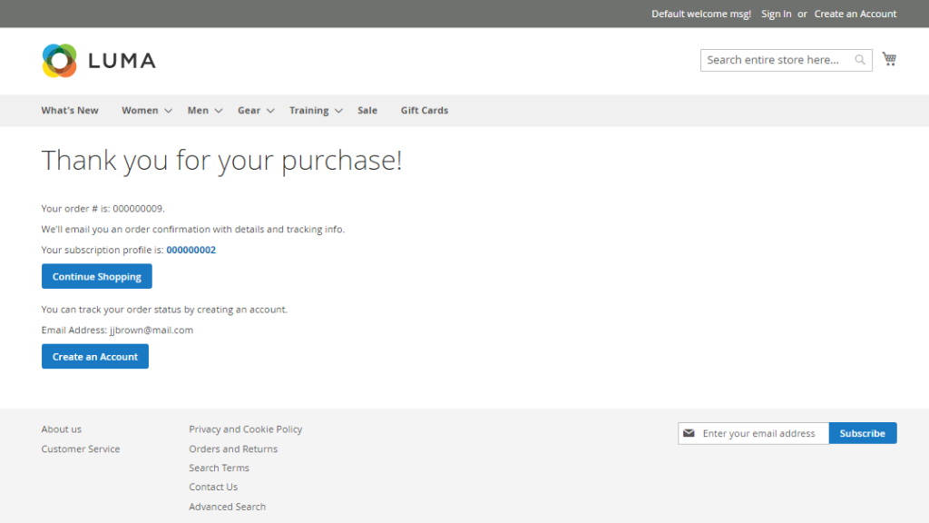 Guest Order Success Page | Advanced Subscription Products for Magento 2