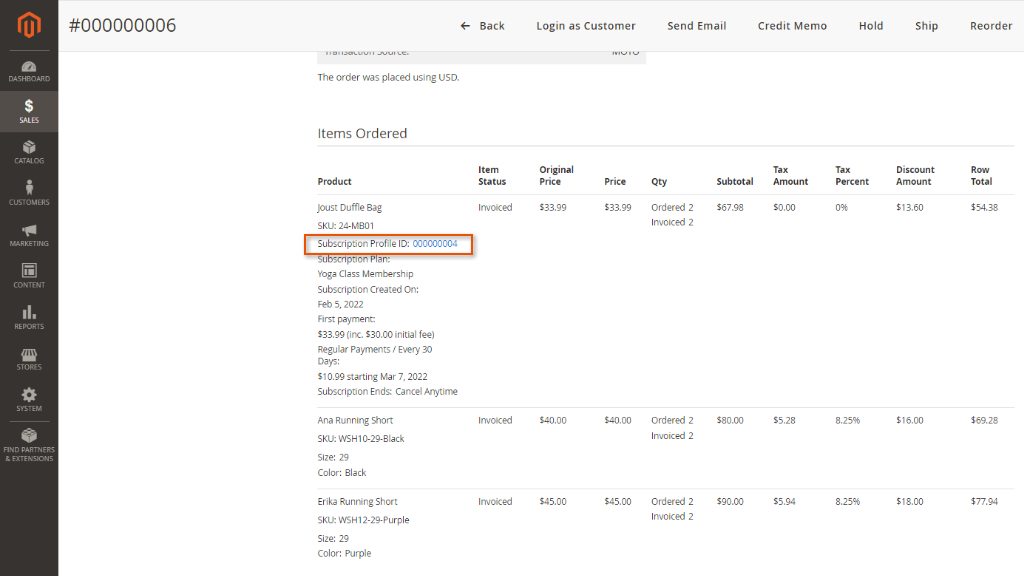 subscription profile id