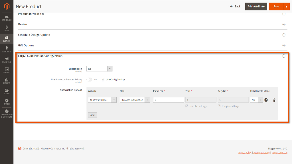 Subscription options | Advanced Subscription Products for Magento 2