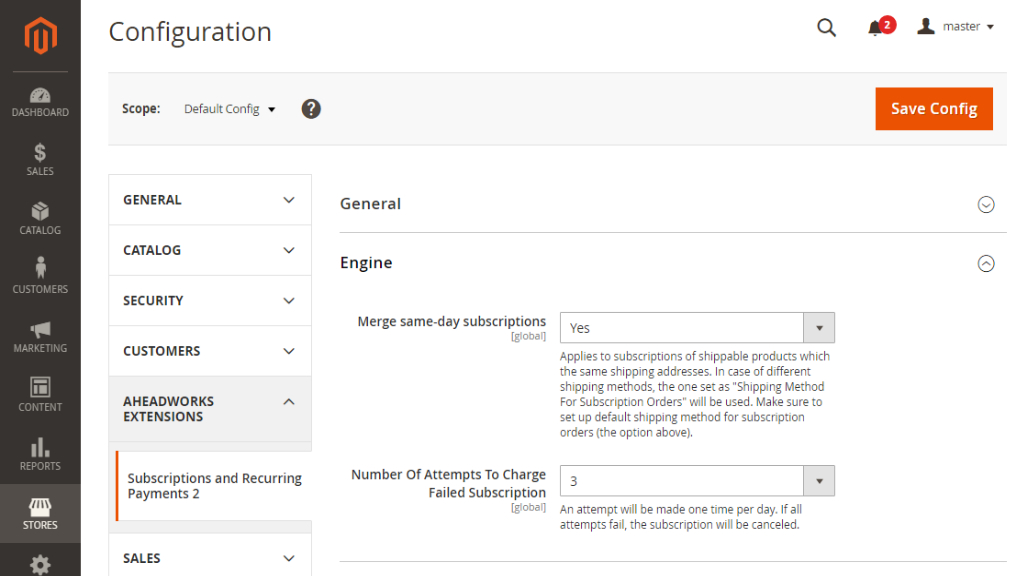 Engine Settings | Advanced Subscription Products for Magento 2