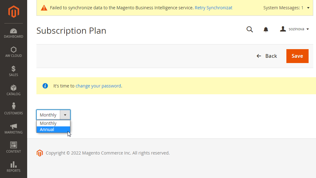 Saving new subscription plan 