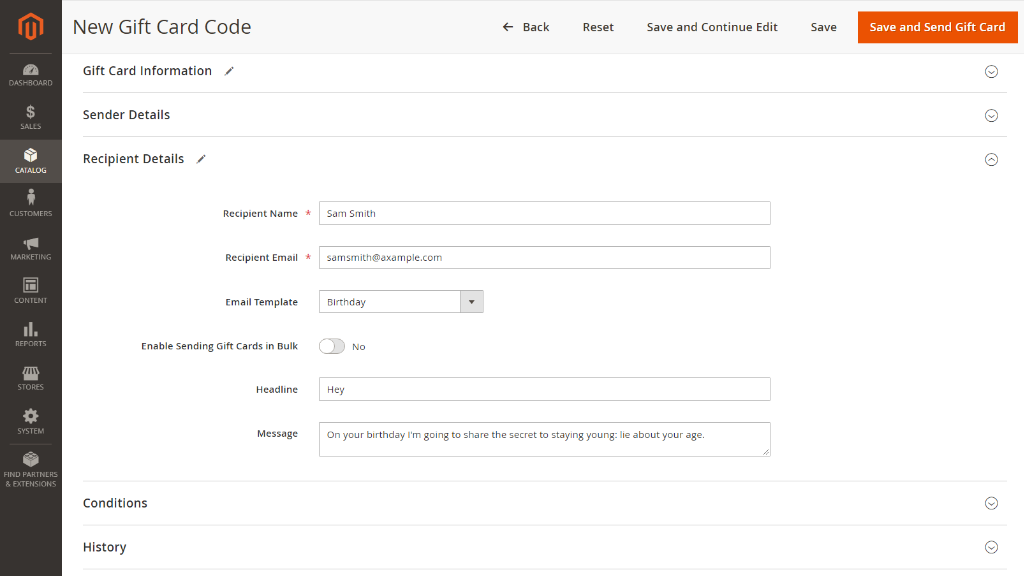 Recipient Details | Gift Cart for Magento 2