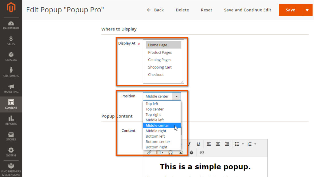 Display options
