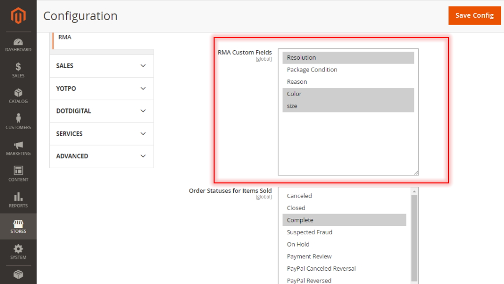 RMA Custom Fields and Order Statuses | RMA Reports for Magento 2