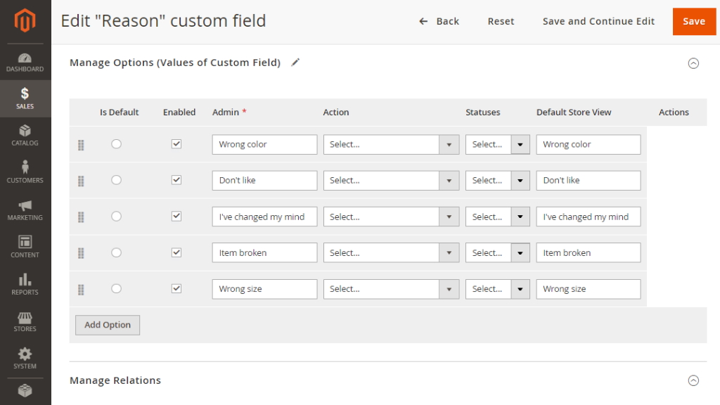Custom Field Specification Dependencies