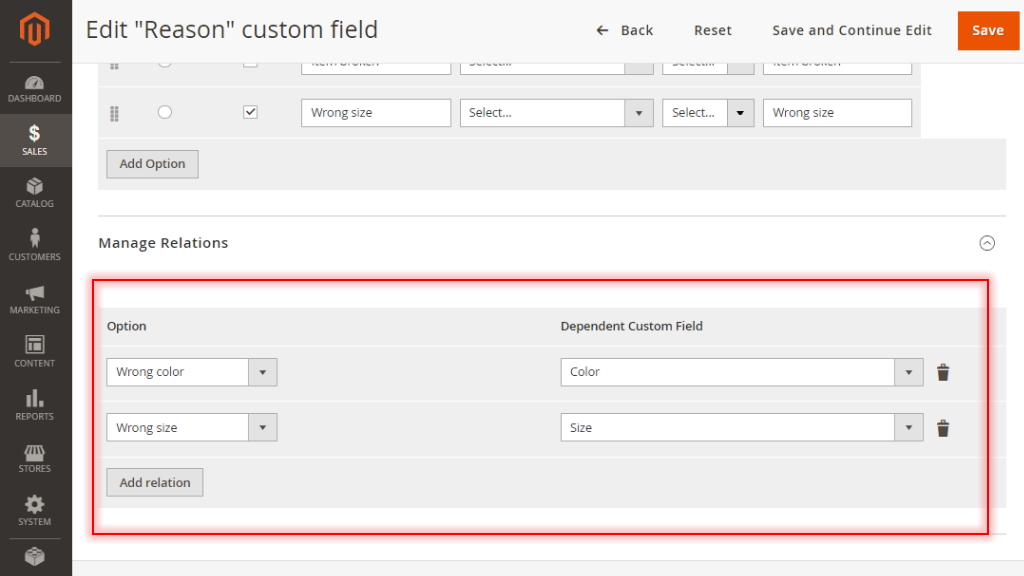 Custom Field Specification Dependencies