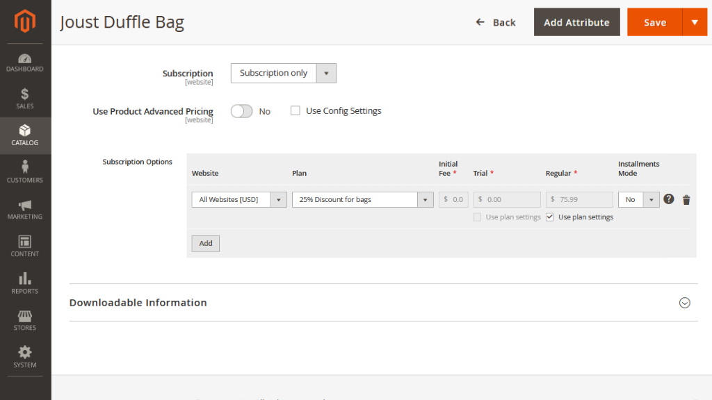 Recalculation of Totals / Advanced Subscription Products