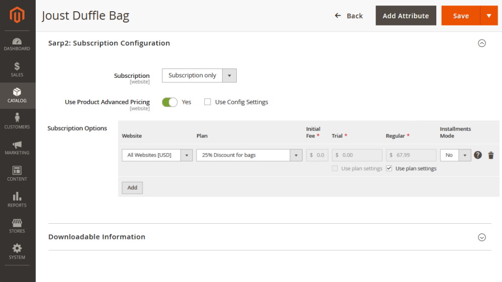 Recalculation of Totals / Advanced Subscription Products