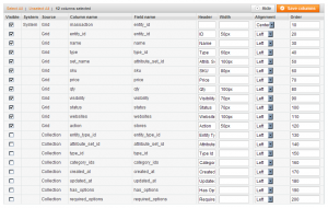 Grid columns table