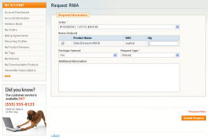 Frontend RMA Form