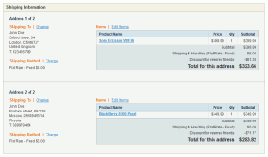 shipping Multishipping support