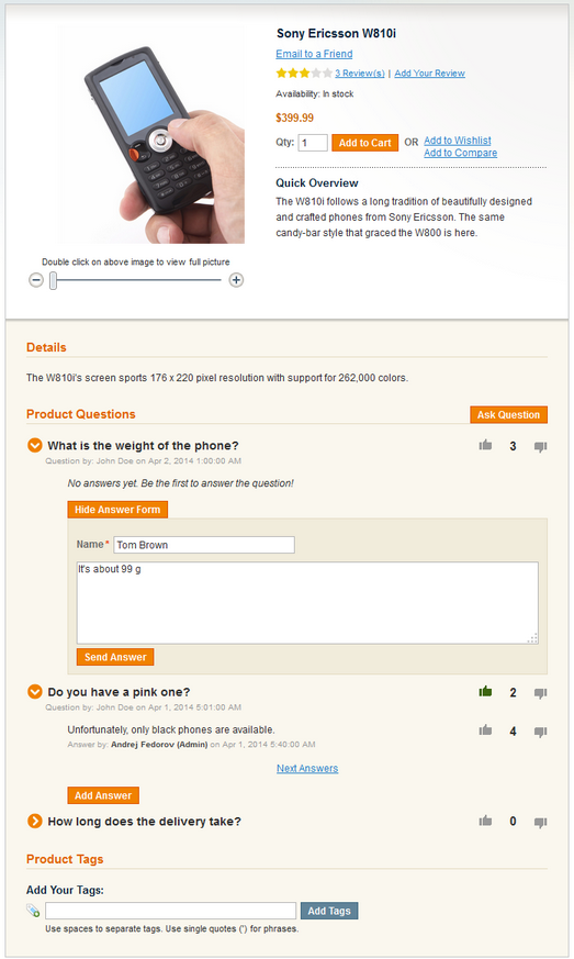 Product Questions on the Product Page Product Questions on the Product Page