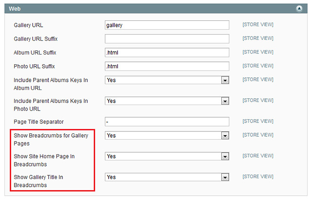 Backend Breadcrumbs Configuration