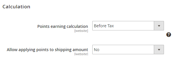 Reward Points Calculation Options Reward Points Calculation Options