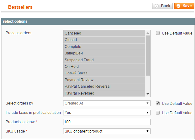 Report-level Configuration of Profit Calculations