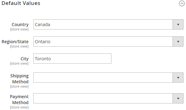 Shipping and Billing Address Default Values Configuration Shipping and Billing Address Default Values Configuration
