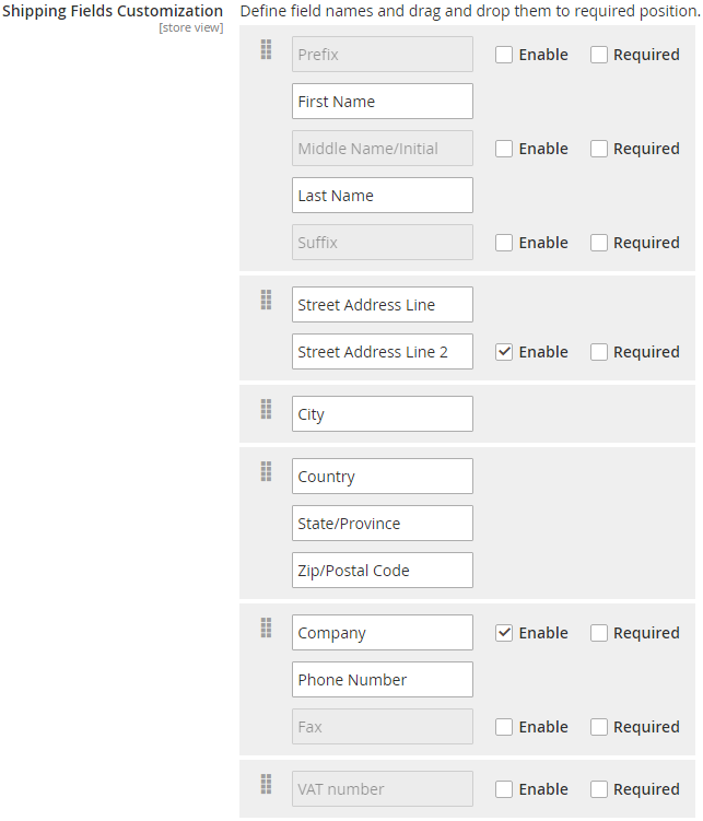Shipping Fields Customization Shipping Fields Customization