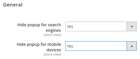 Popup Pro Configuration Section Popup Pro Configuration Section