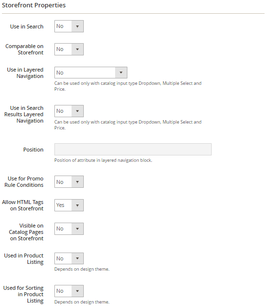 The Storefront Properties Menu