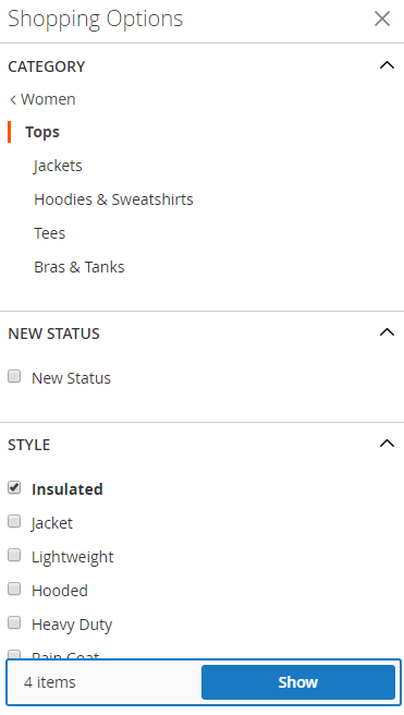 Search Result Filter Section (with Enabled Popover)