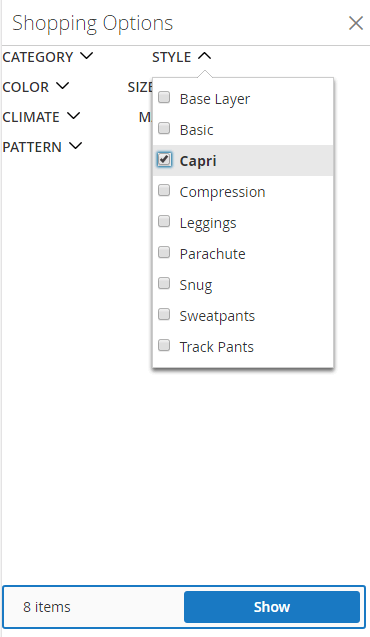 Horizontal Filter Bar