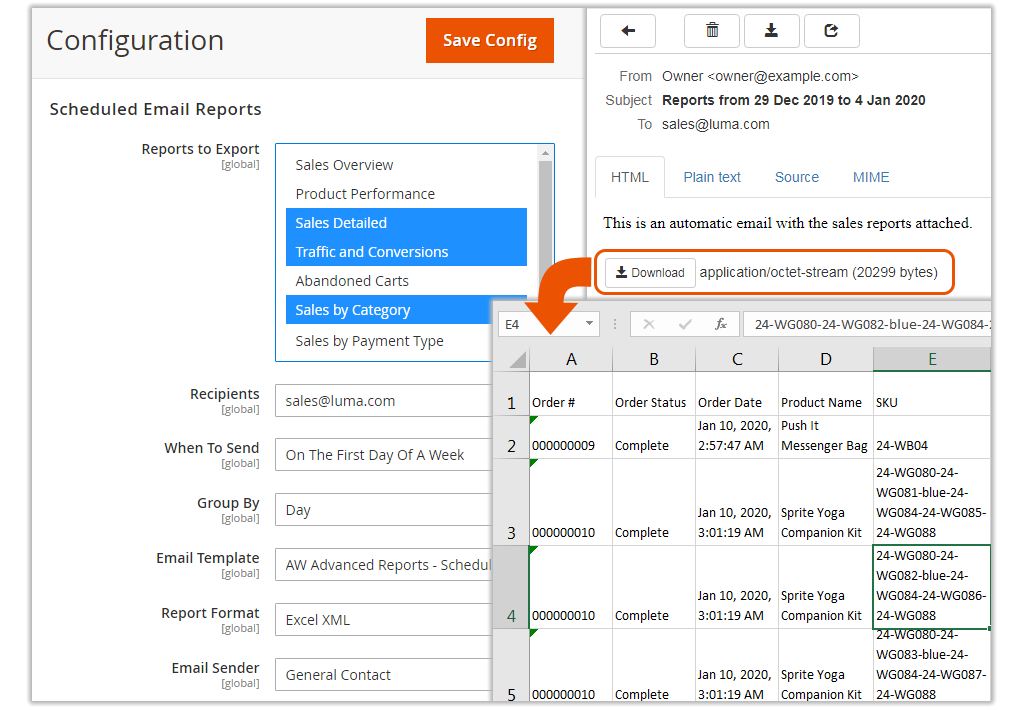 Scheduled Emailing in M2 Advanced Reports