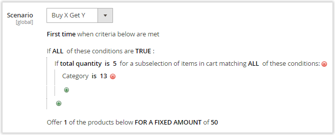 Magento buy X get Y free different products