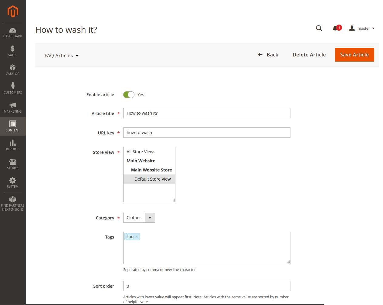 Create faq article