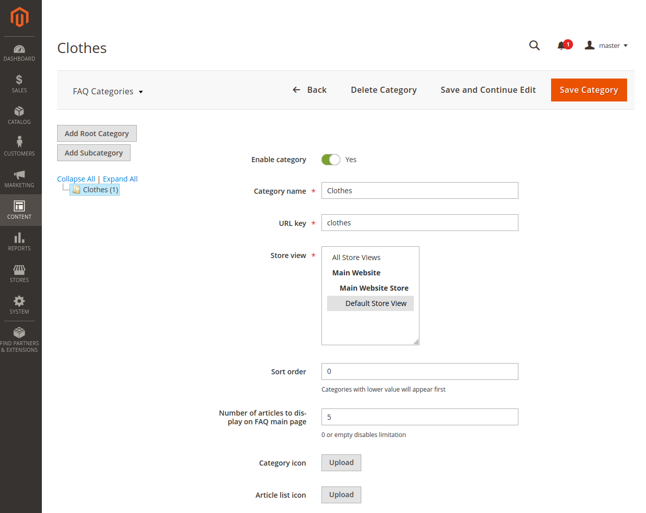 create faq category in Magento 2