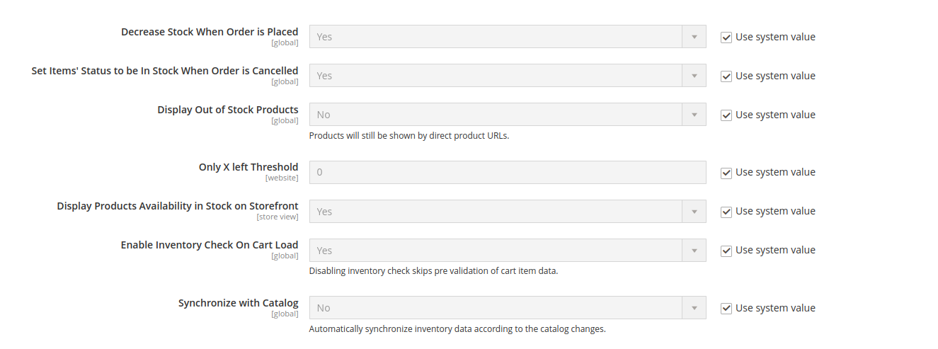 Stock Options Settings