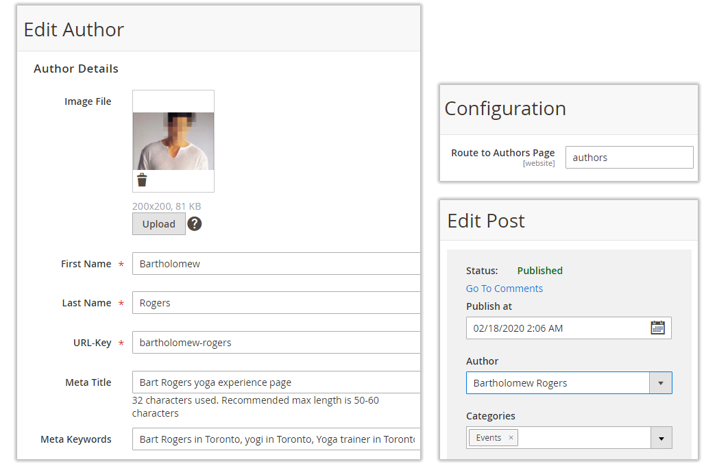 Edit Author Bio Blog Magento