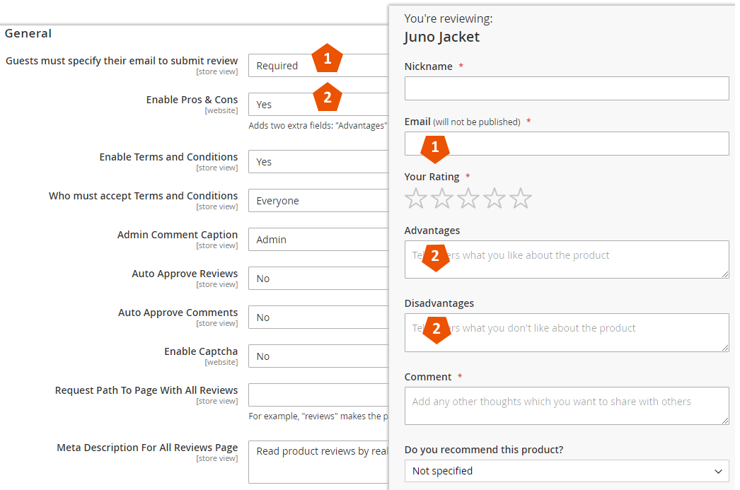 Advanced Reviews General Settings