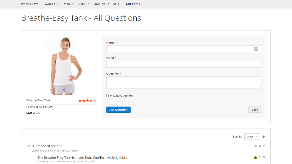 All Questions page | Product Questions for Magento 2