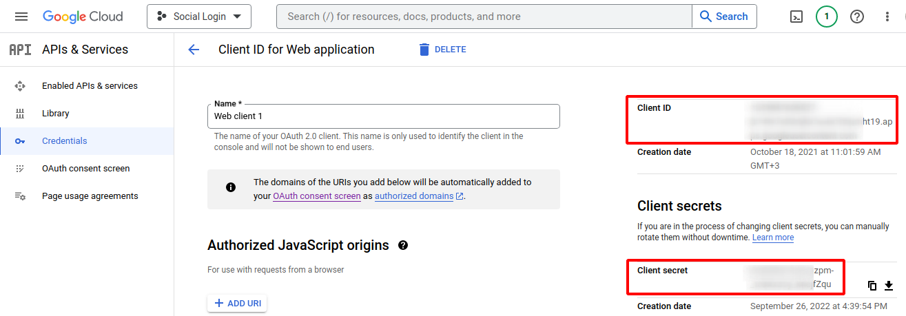 Google Credentials  | Social Login for Magento 2