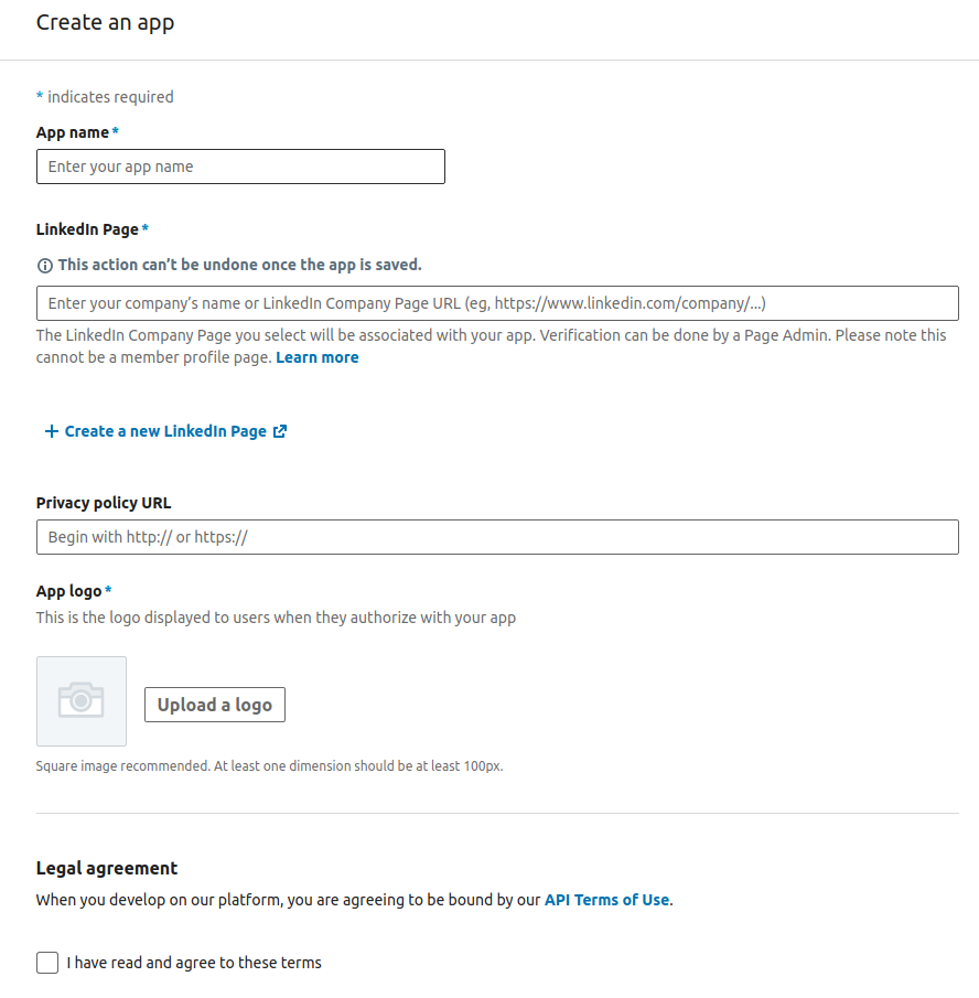 LinkedIn create new app | Social Login for Magento 2