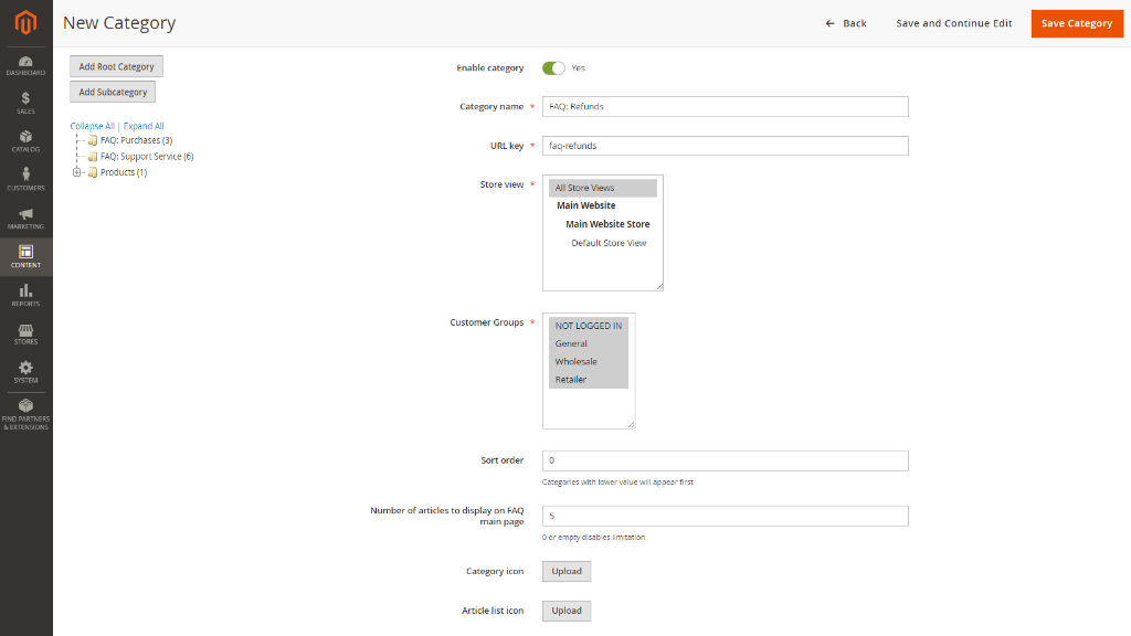 Create New/Edit Category | FAQ for Magento 2