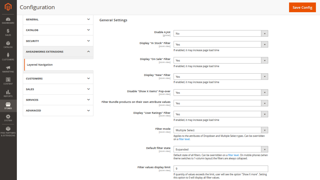 General Settings | Layered Navigation for Magento 2